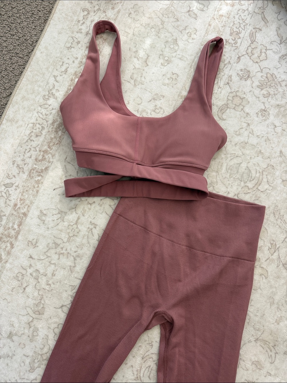 L*Space Women's Ribbed Sports Bra and Legging Set - Mauve